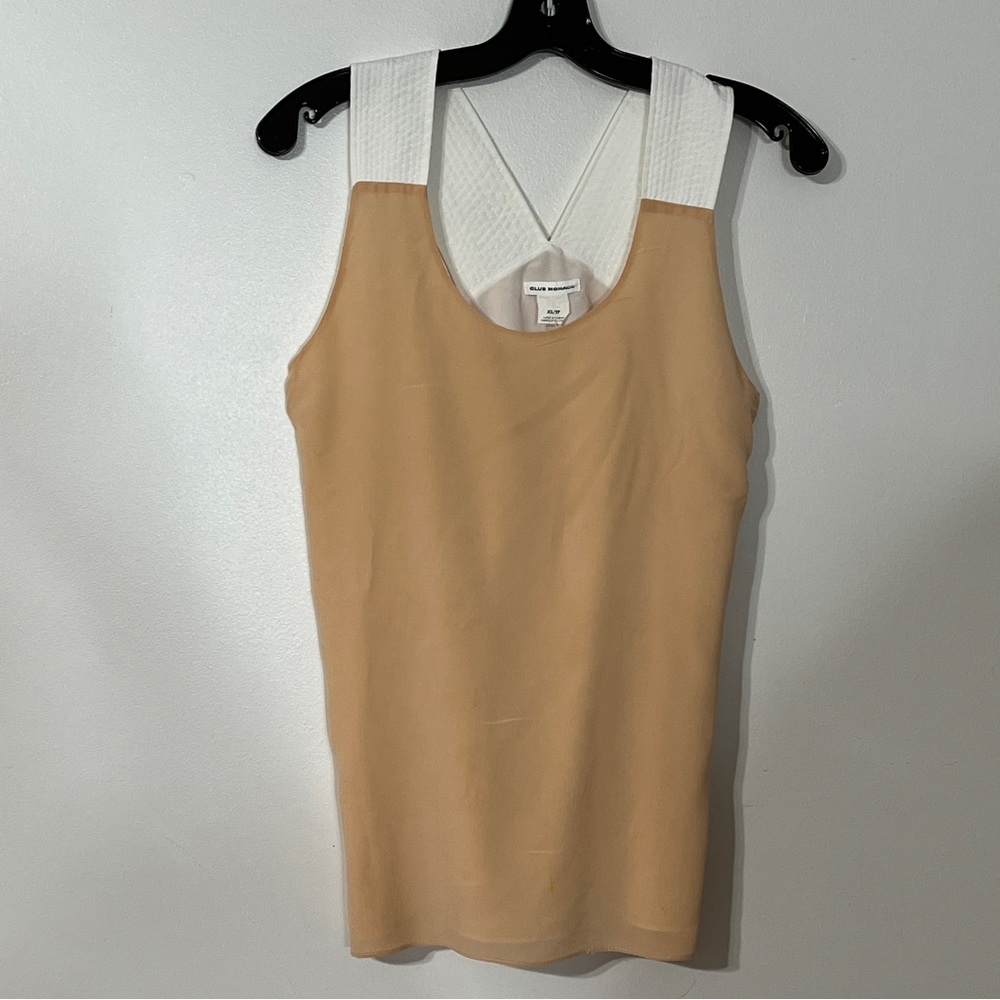 Club Monaco Agatha Tan White Sleeveless Top